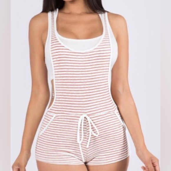 Striped Women's Hoodie Romper
